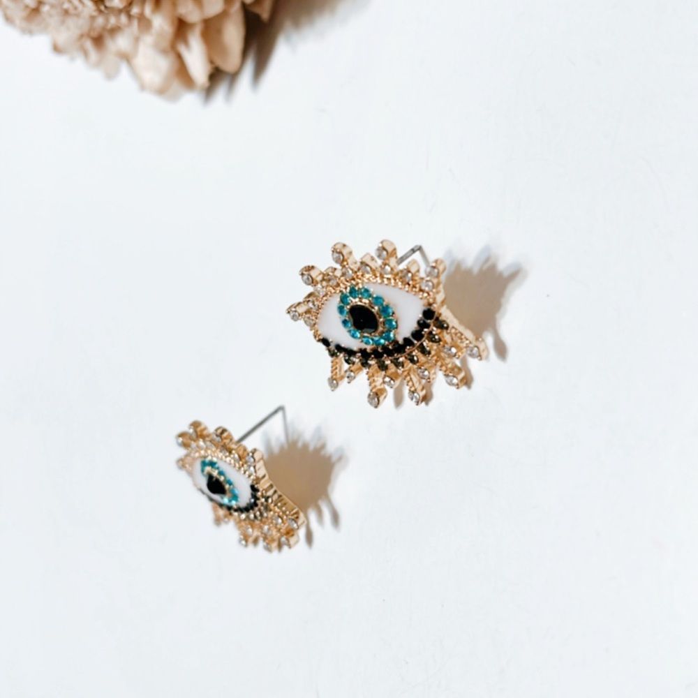Evil eye stud earrings M254 - Picture 3 of 3